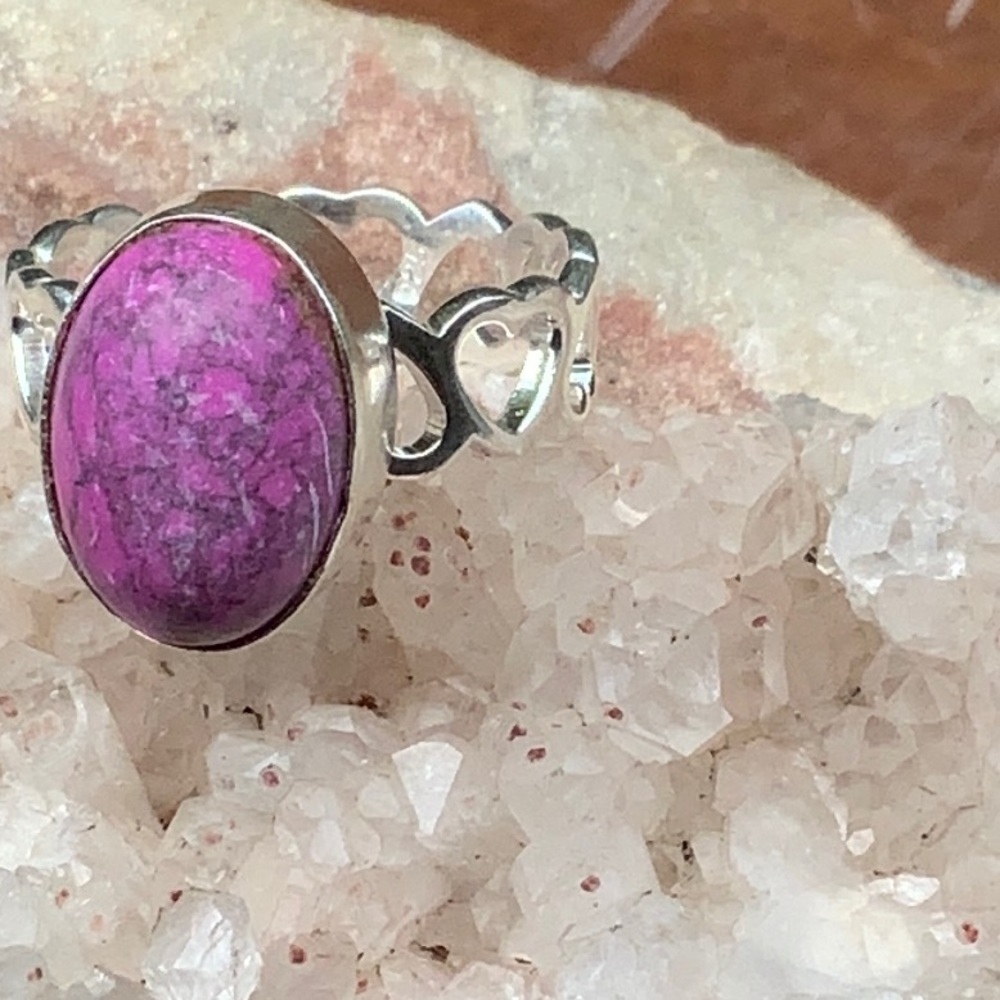 PURPLE COPPER TURQUOISE 925 STERLING SILVER RING, SIZE 7